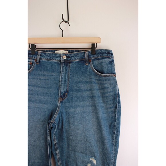 Abercrombie Fitch Womens Jeans Blue The Mom High Rise Denim Ripped Size 33/16 - Picture 4 of 13